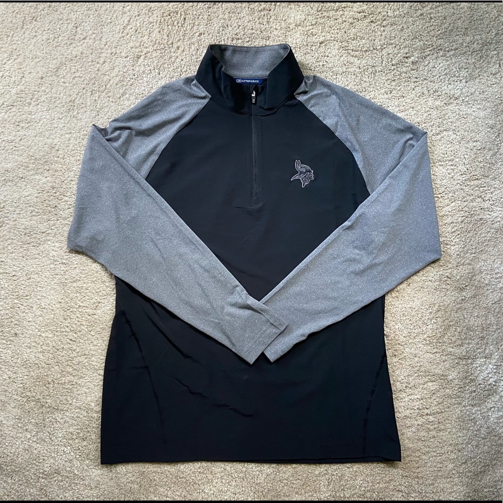 Cutter & Buck Men's NFL Minnesota Vikings Hybrid Drytec Raglan Quarter-Zip